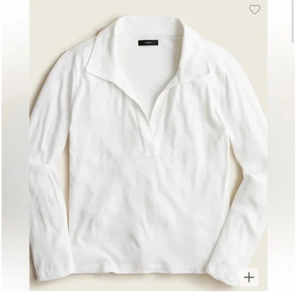 J crew white Ribbed polo long sleeve T-shirt size small new